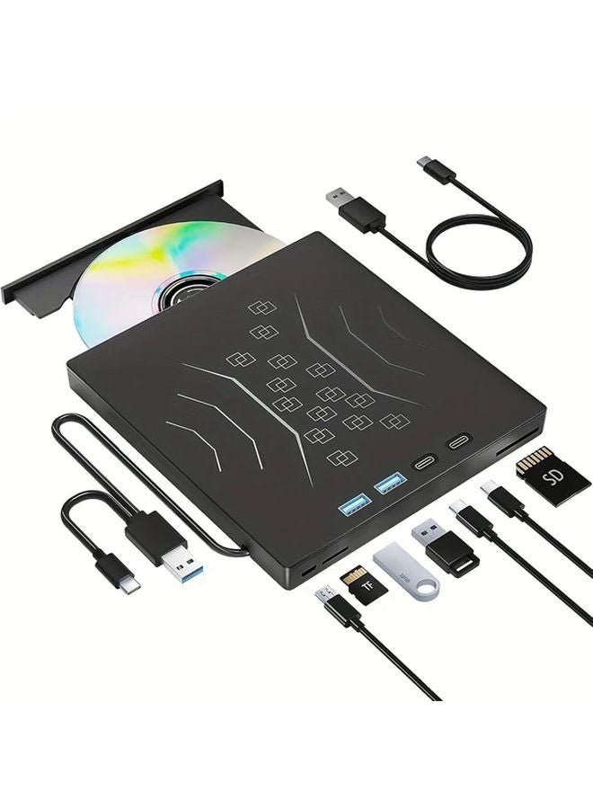 7 In 2 External DVD Drive USB 3 0 Type C Portable CD DVD Burner For Windows Mac PC Laptop - Image 5
